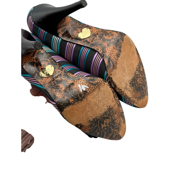 Betsey Johnson Vintage Striped Satin Rose Heels –‎ Size 9.5 - Picture 9 of 10